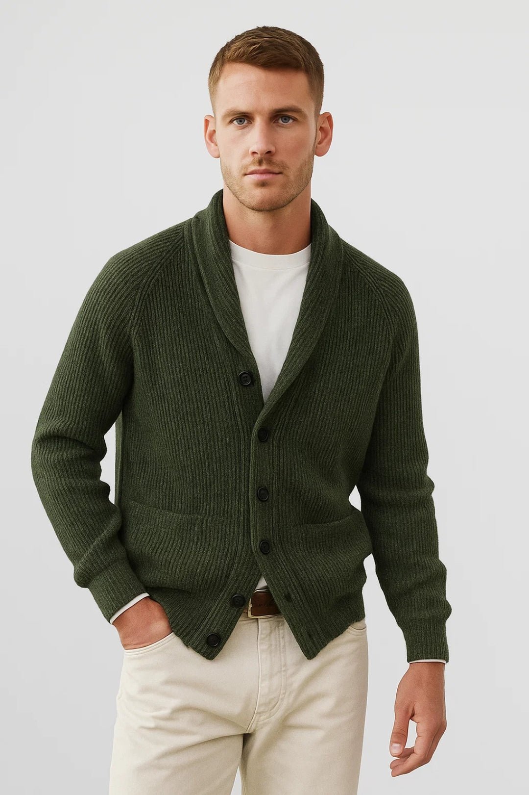 Heren Gebreid Vest met Sjaalkraag en Knoopsluiting - De Mode Outlet