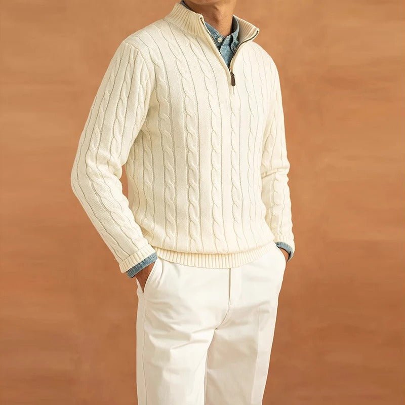 Heren half - zip trui | Tijdloze stijl met jacquard structuur - De Mode OutletSKU_1757574653796_373