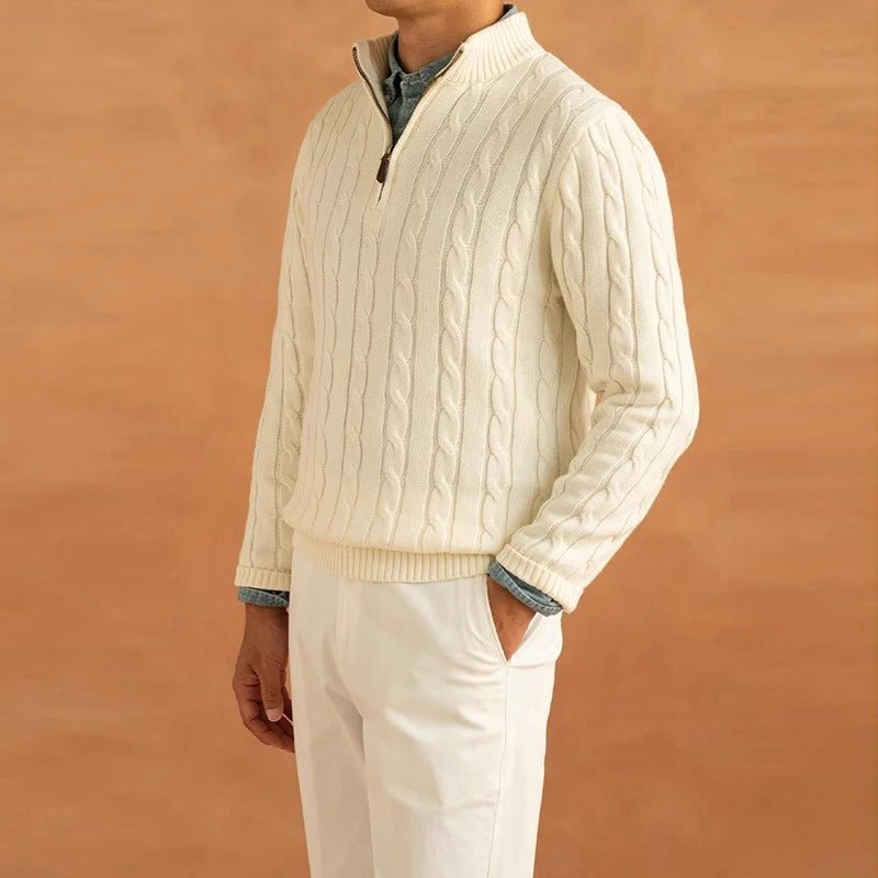 Heren half - zip trui | Tijdloze stijl met jacquard structuur - De Mode OutletSKU_1757574653796_373
