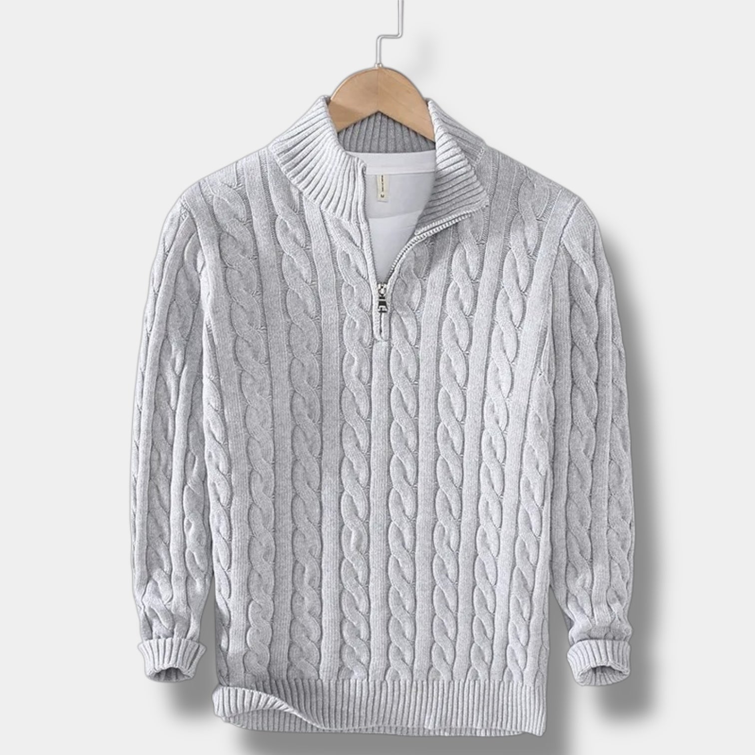 Heren half - zip trui | Tijdloze stijl met jacquard structuur - De Mode Outlet