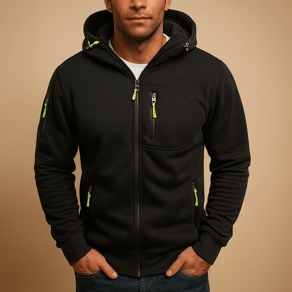Heren Hoodie met Rits | Casual Pasvorm met Capuchon - De Mode OutletD5-YY100013