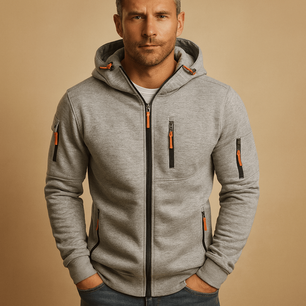 Heren hoodie met rits | Comfortabele pasvorm en veelzijdig ontwerp - De Mode OutletD5-YY100037