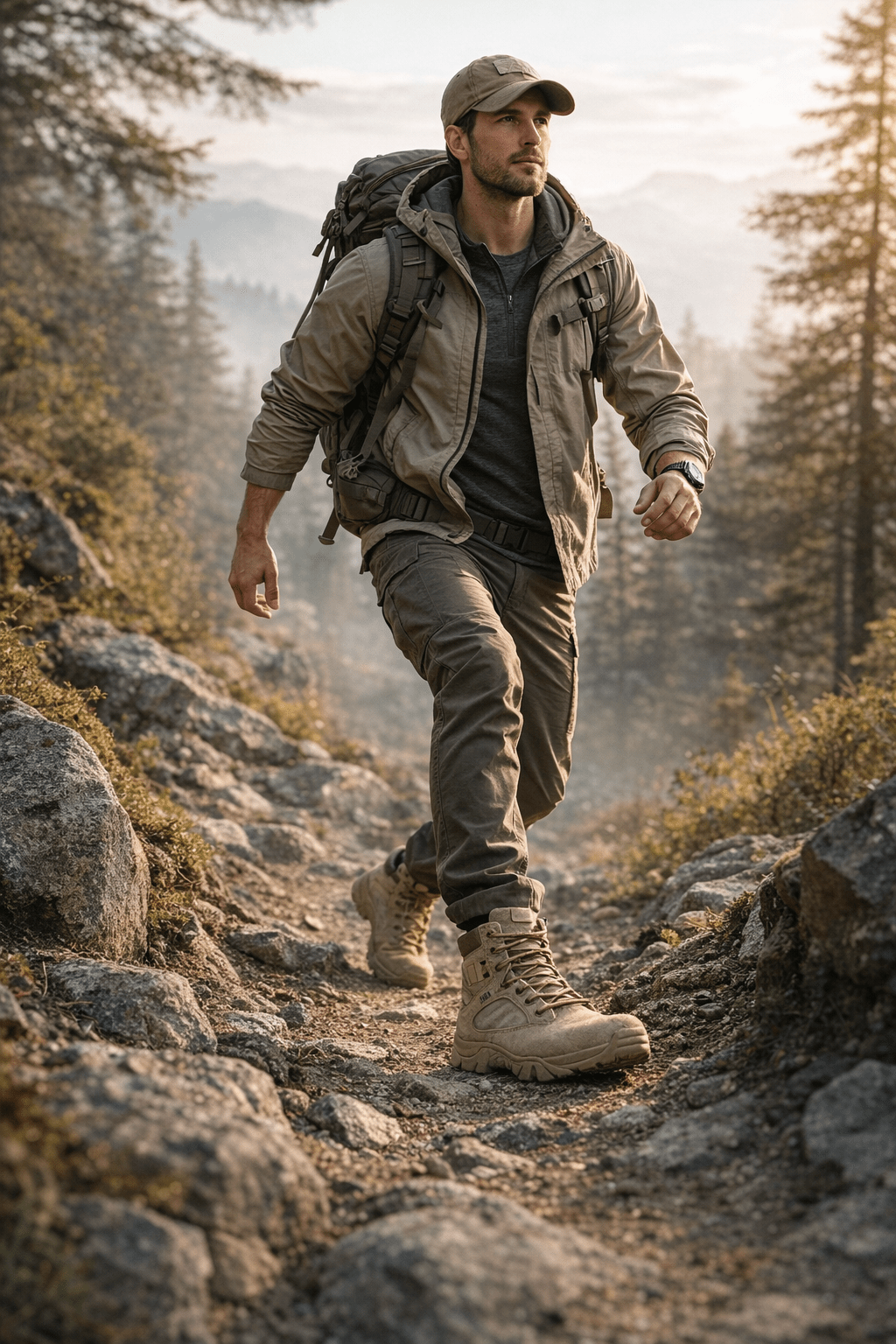 Heren Lichtgewicht Waterdichte Tactical Wandelschoenen – Gripzool voor Buiten - De Mode OutletKHAKI-HO67N59