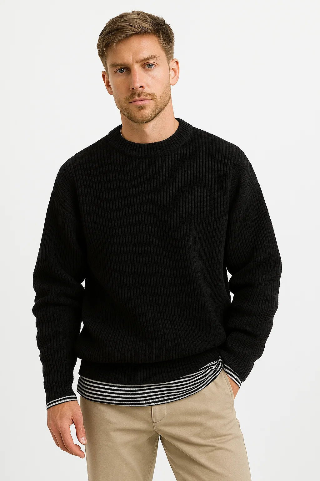 Heren Oversized Trui | Losse Pasvorm met Ribstructuur - De Mode OutletSEND S