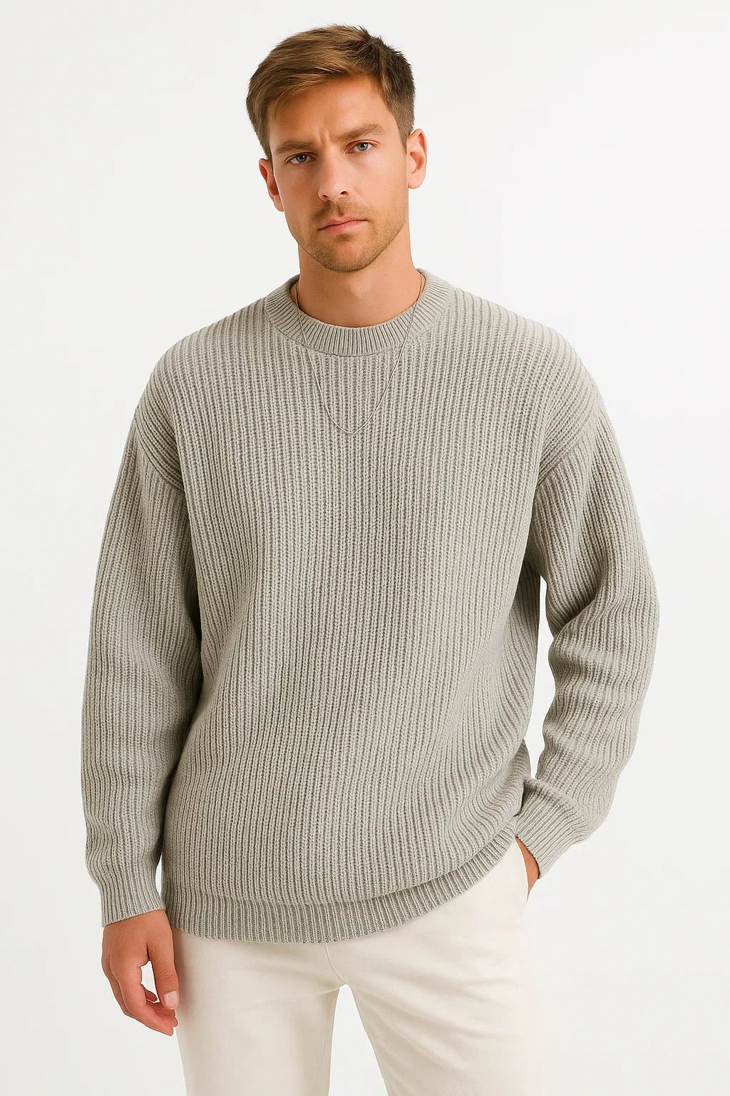 Heren Oversized Trui | Losse Pasvorm met Ribstructuur - De Mode OutletSEND S
