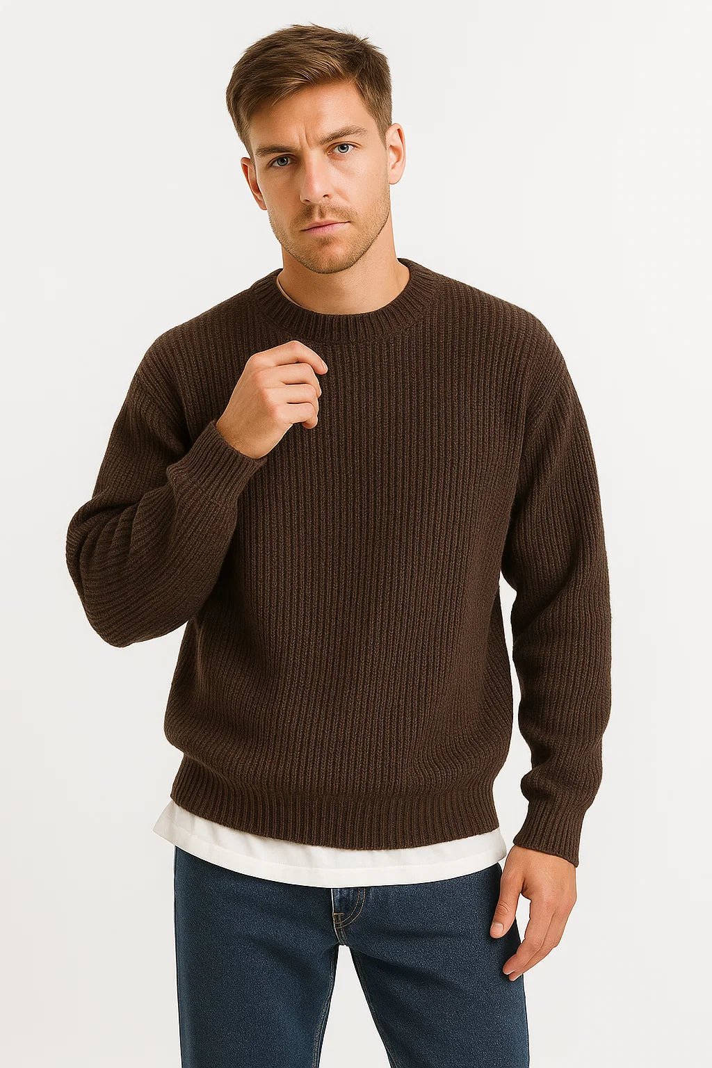 Heren Oversized Trui | Losse Pasvorm met Ribstructuur - De Mode OutletSEND S