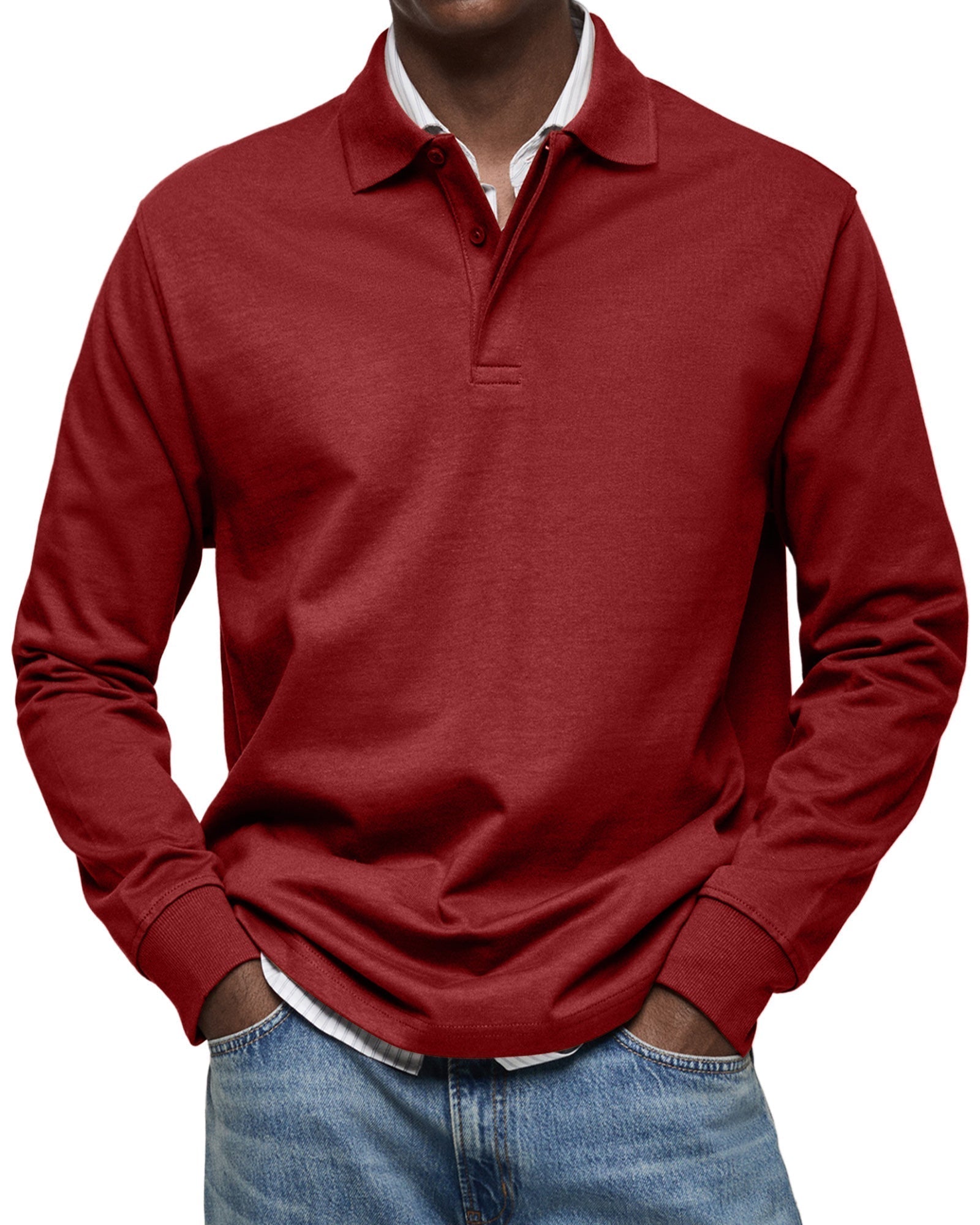 Heren poloshirt met lange mouwen – klassieke casual polo - De Mode Outlet