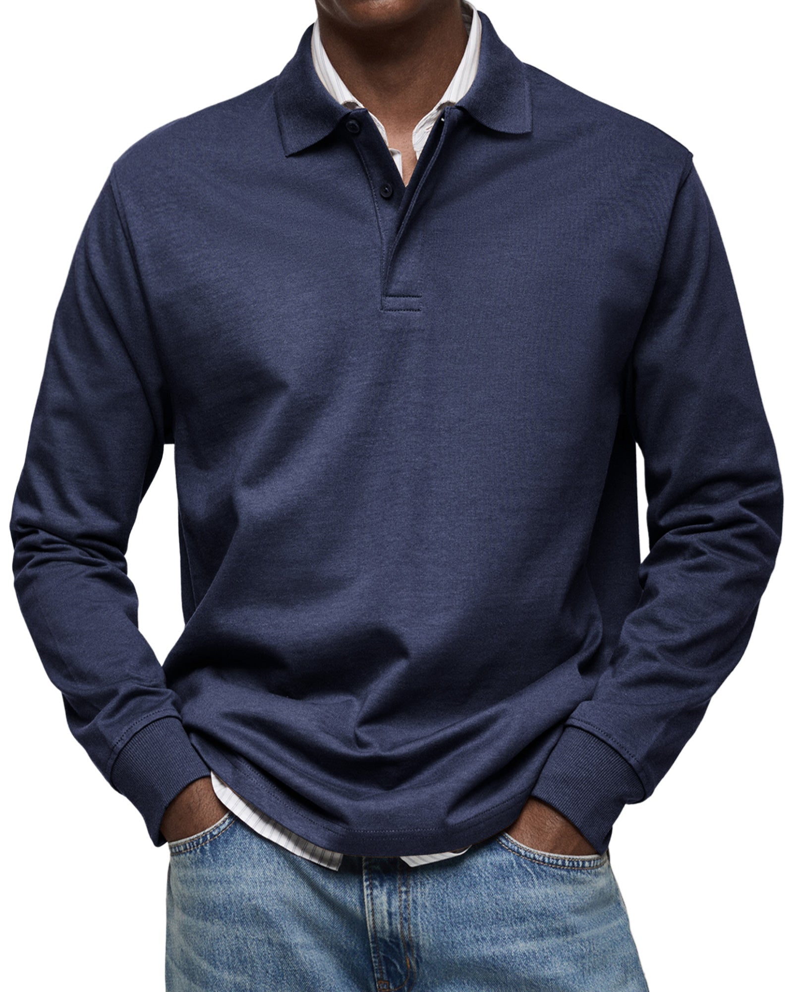 Heren poloshirt met lange mouwen – klassieke casual polo - De Mode Outlet