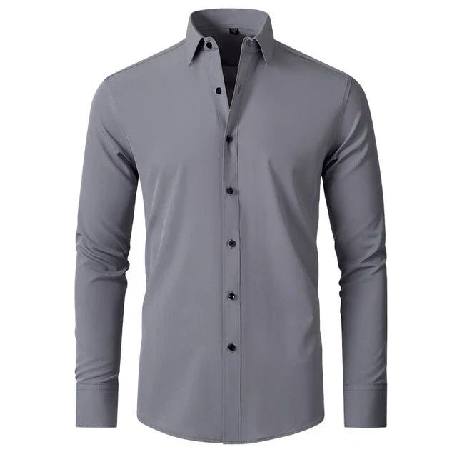 Heren Stretch Overhemd met Lange Mouwen en Klassieke Kraag - De Mode Outlet