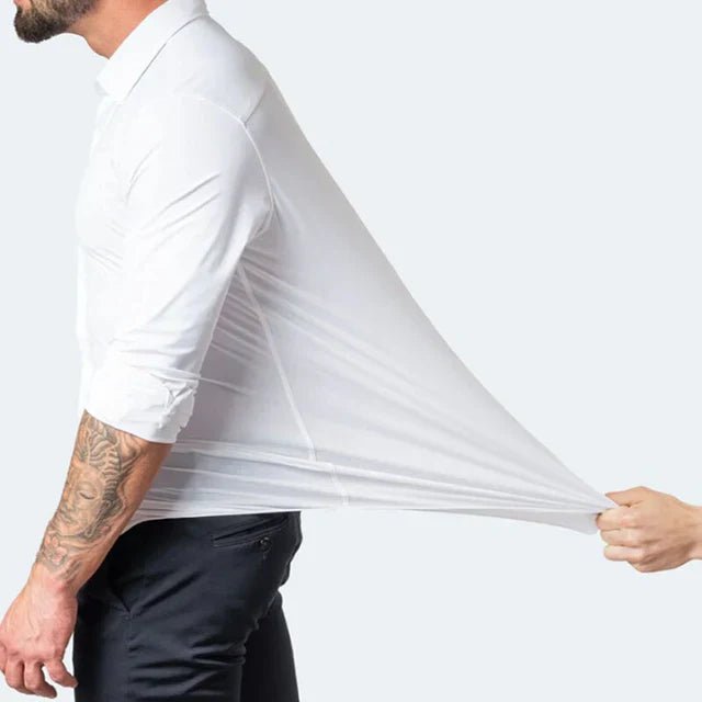Heren Stretch Overhemd met Lange Mouwen en Klassieke Kraag - De Mode Outlet