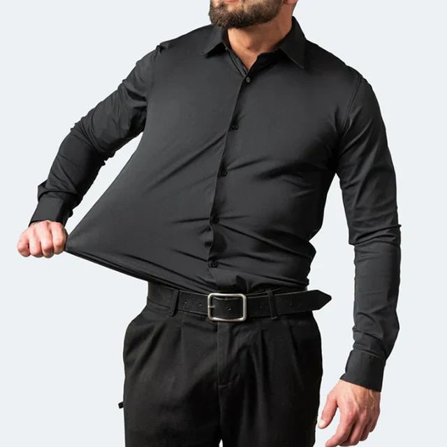 Heren Stretch Overhemd met Lange Mouwen en Klassieke Kraag - De Mode Outlet