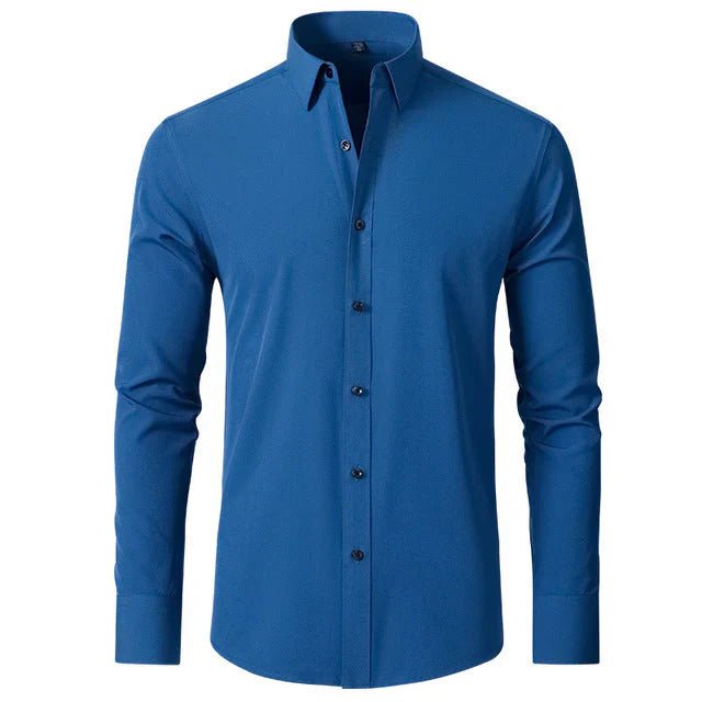 Heren Stretch Overhemd met Lange Mouwen en Klassieke Kraag - De Mode Outlet