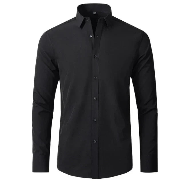 Heren Stretch Overhemd met Lange Mouwen en Klassieke Kraag - De Mode Outlet
