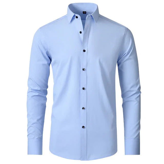 Heren Stretch Overhemd met Lange Mouwen en Klassieke Kraag - De Mode Outlet