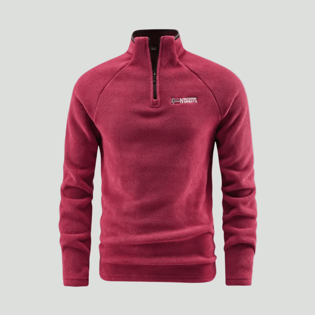 Heren Thermisch Fleece Half - Zip Jack – Ademend Tussenlaag voor Koud Weer - De Mode OutletCRIMSON-FJ17X62
