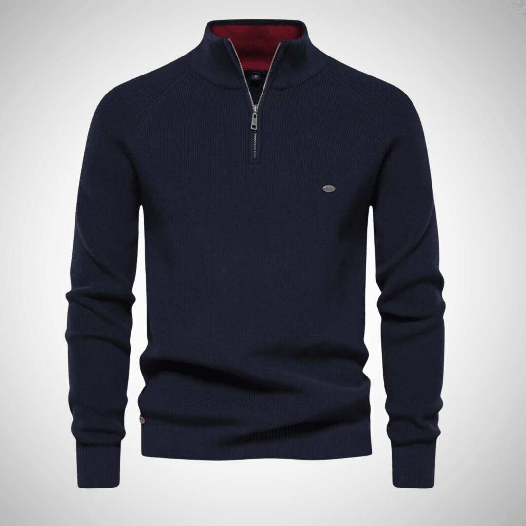 Heren Trui met Kwart Rits | Stijlvolle Pullover voor Elke Gelegenheid - De Mode Outlet14:201800840Navy;5:100014064EUR S 60-70kg