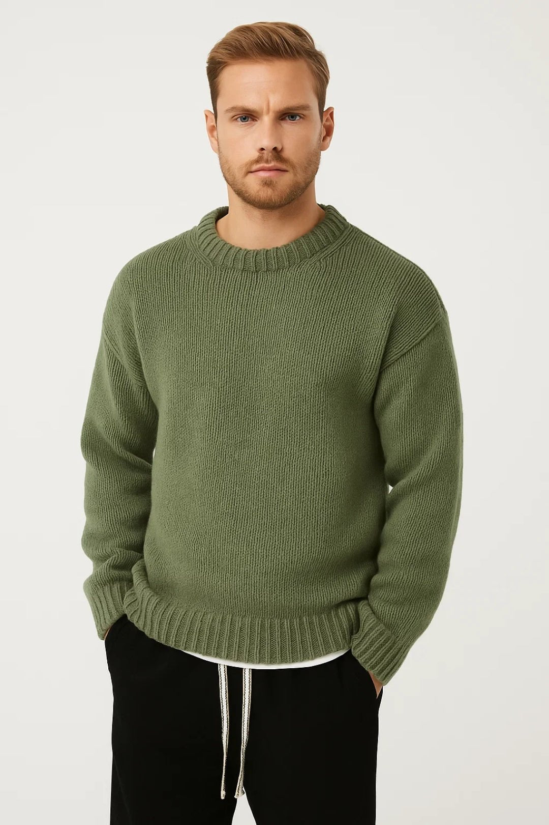 Heren Trui Ronde Hals | Relaxed Fit met Grove Structuur - De Mode Outlet