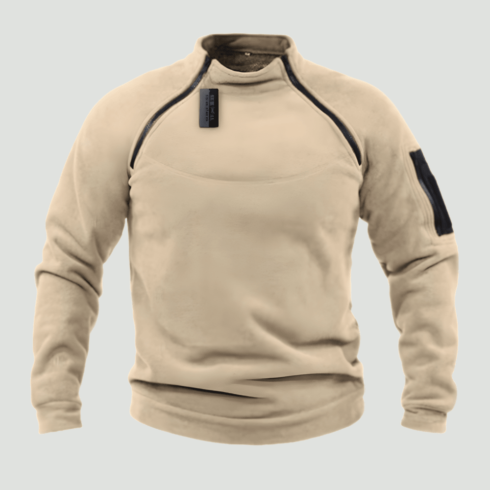 Heren Warme Fleece Pullover – Ademend Tussenlaag voor Outdoor Gebruik - De Mode OutletBEIGE-HJ54B40