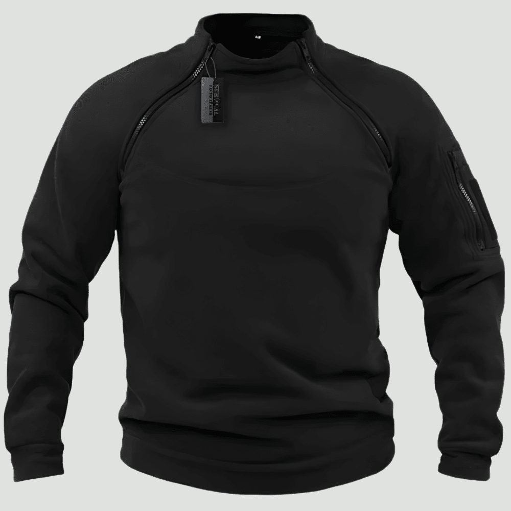 Heren Warme Fleece Pullover – Ademend Tussenlaag voor Outdoor Gebruik - De Mode OutletBLACK-QR32Z80