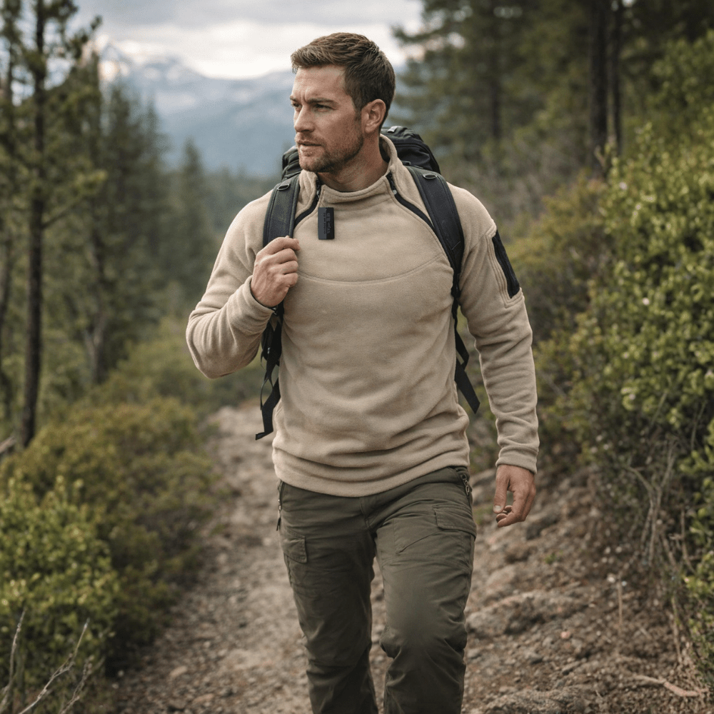 Heren Warme Fleece Pullover – Ademend Tussenlaag voor Outdoor Gebruik - De Mode OutletBEIGE-HJ54B40
