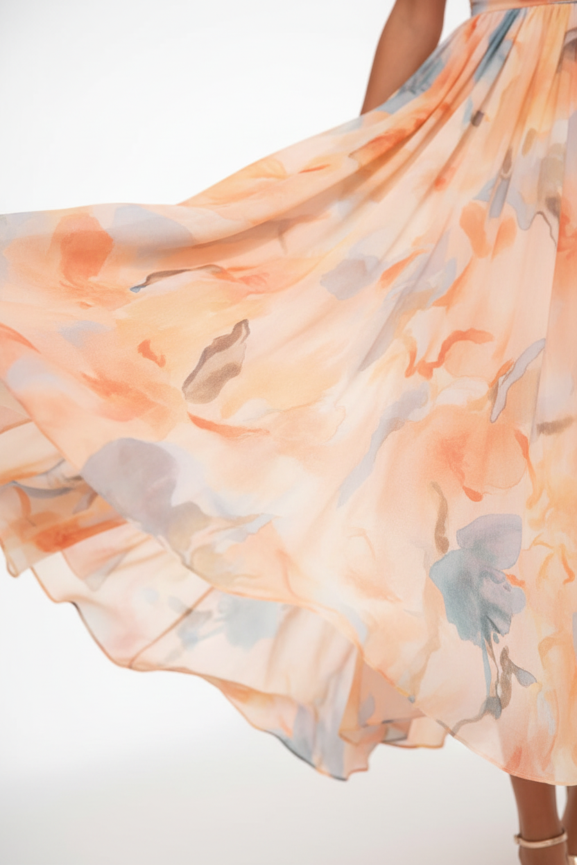 Dames Maxi Jurk met Halterhals en Bloemenprint – Open Rug en Vloeiend Silhouet