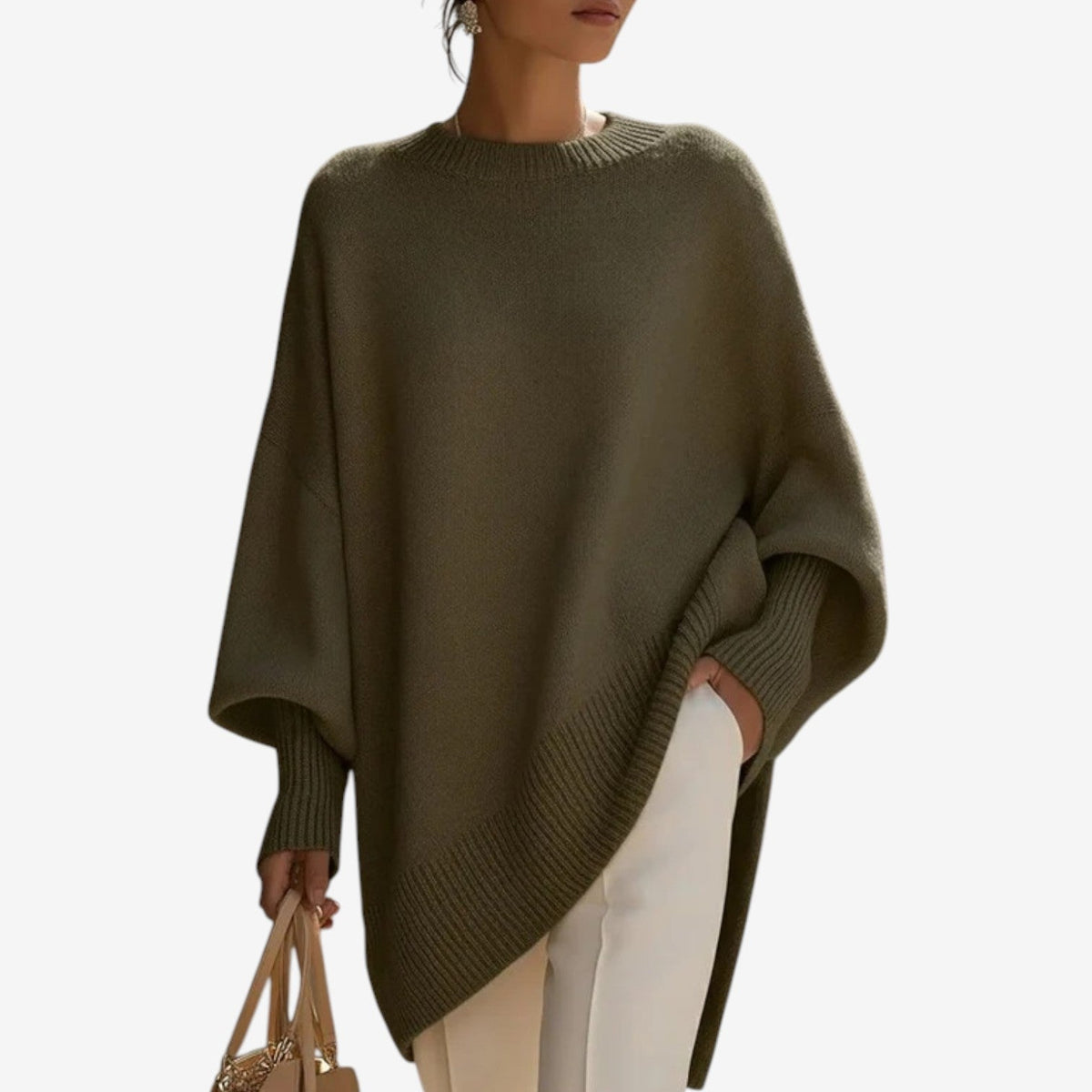 Oversized Trui Dames – Olijfgroen - beeld 7