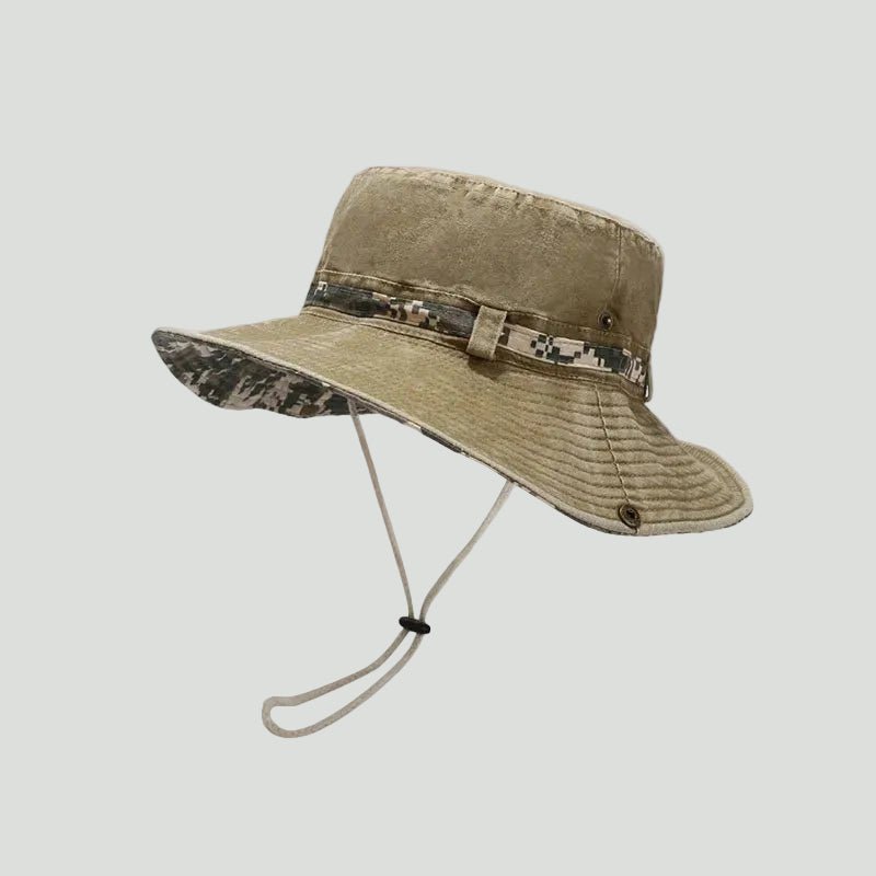Katoenen Boonie Hoed – Opvouwbare Outdoor Zonnehoed met Kinband - De Mode Outlet
