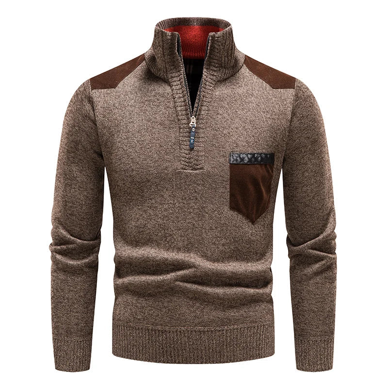 Trui Heren Half Zip – Bruin - beeld 2