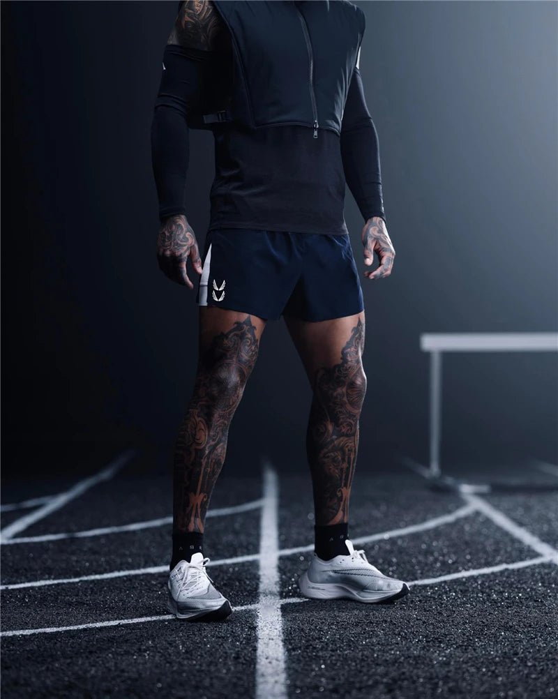 Liam Men's Sport Shorts 2 - in - 1 Ontwerp Sneldrogend voor Fitness en Joggen - De Mode Outlet1005006070337495-;14:691YH-DK59 Grey