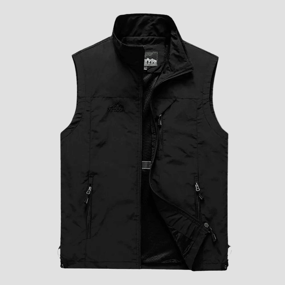 Lichtgewicht Ademend Hiking Vest – Outdoor Laag met Meerdere Zakken - De Mode OutletBLACK-IX64T31