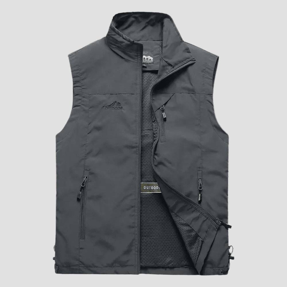 Lichtgewicht Ademend Hiking Vest – Outdoor Laag met Meerdere Zakken - De Mode OutletGREY-RJ66D31