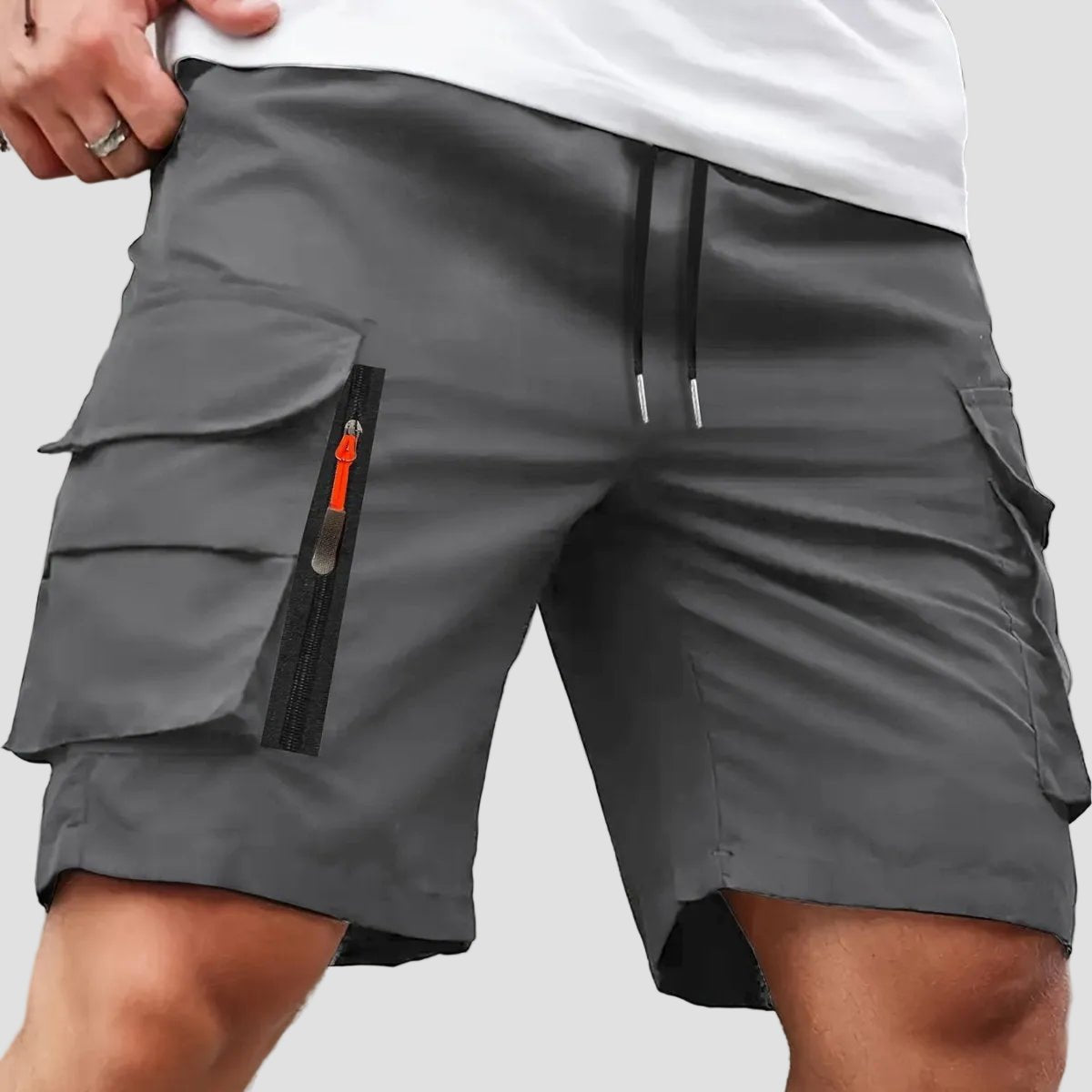 Lichtgewicht Cargo Shorts voor Heren met Ritszakken – Outdoor Wandelpasvorm - De Mode OutletDARK GREY-MP34S07