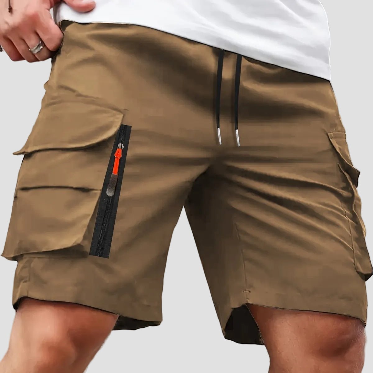 Lichtgewicht Cargo Shorts voor Heren met Ritszakken – Outdoor Wandelpasvorm - De Mode OutletDARK BROWN-JS44T98