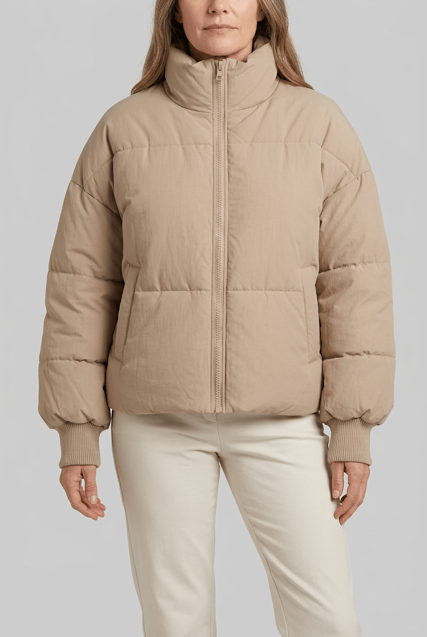 Korte Winterjas Dames – Beige - beeld 1