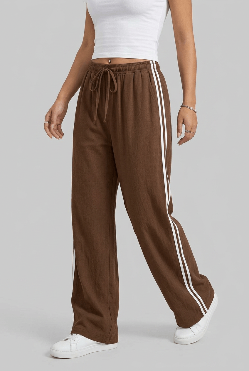 Joggingbroek Dames Wijde Pijp – Bruin - beeld 6