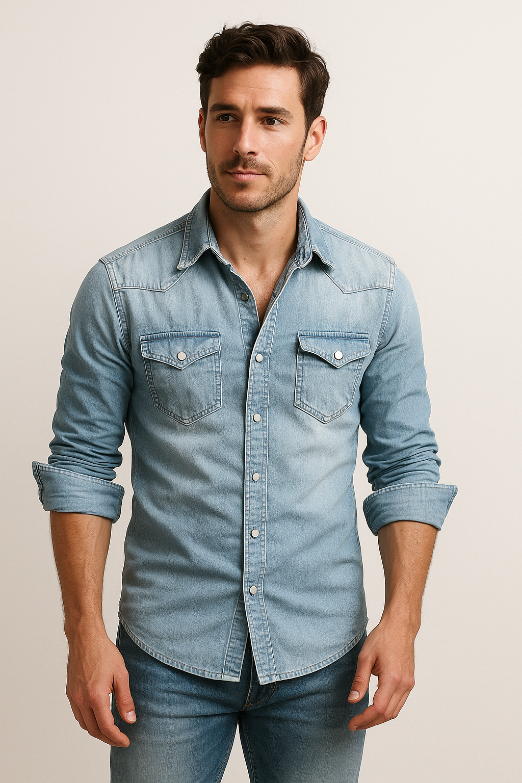 Heren Denim Overhemd – Klassieke Pasvorm voor Dagelijks Gebruik