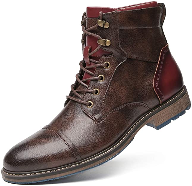 Heren Leren Boots met Rits en Vetersluiting – Stevige Zool voor Dagelijks Gebruik
