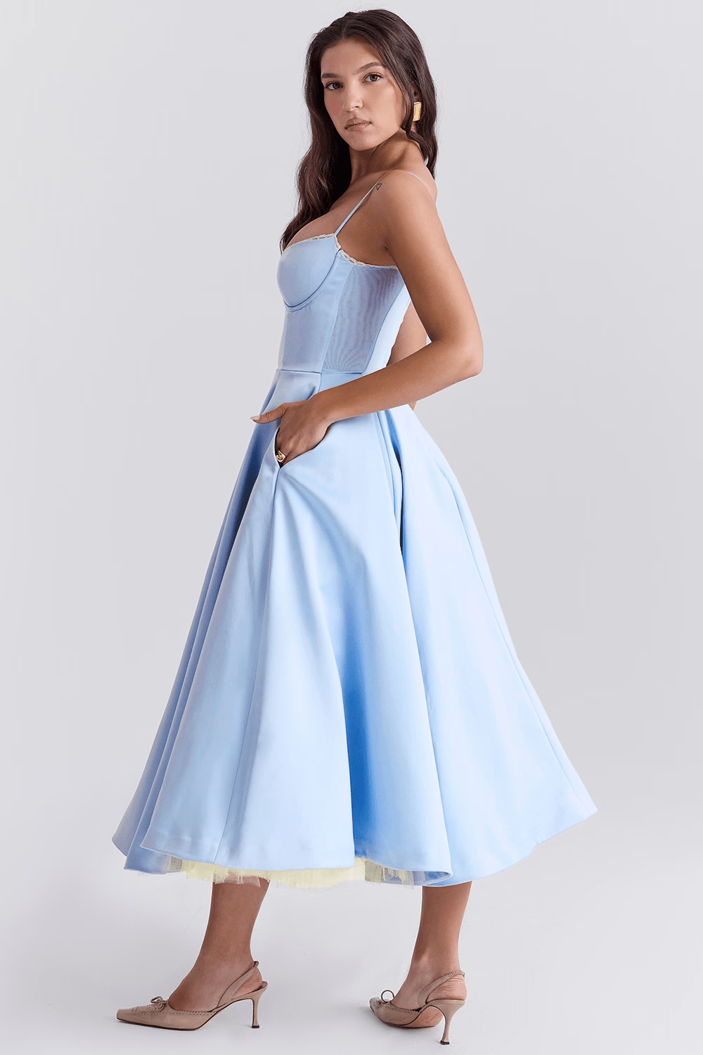 Mode Outlet | Elegante Midi Party Jurk – Flatterend & Feestelijk - De Mode OutletP2284 - Blue - S