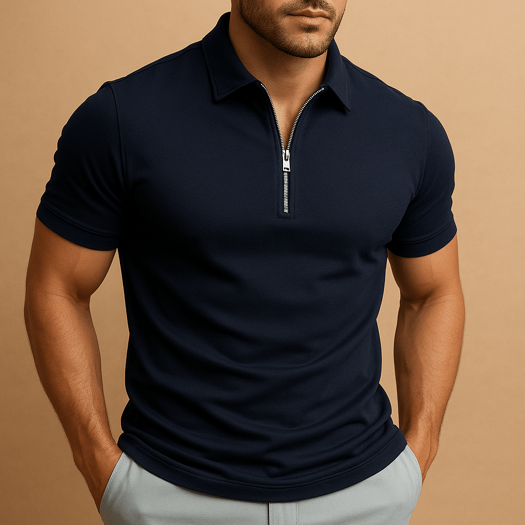 Moderne Herenpolo met Ritssluiting - De Mode OutletES548031