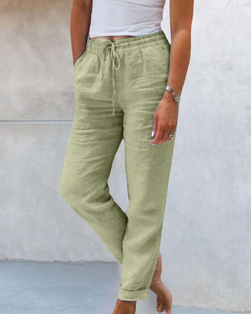 Dames broek hoge taille | Losvallende pasvorm met comfortabele tailleband