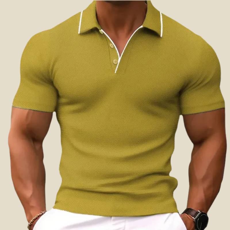 Heren Polo met Contrast Kraag – Slim Fit met Korte Mouwen