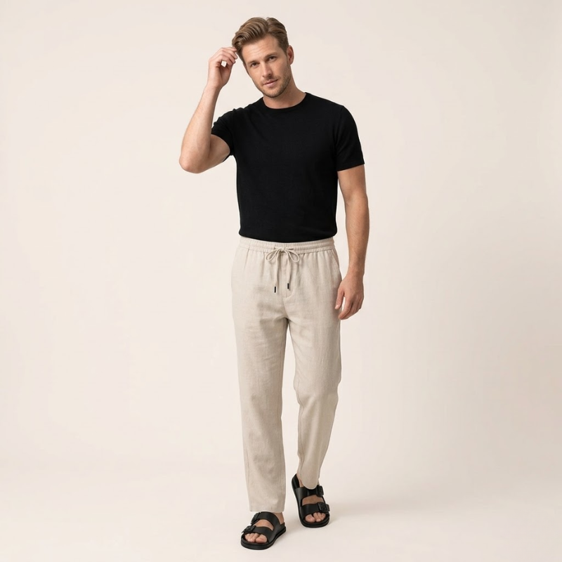 Heren linnen broek | Luchtige casual broek met ontspannen pasvorm