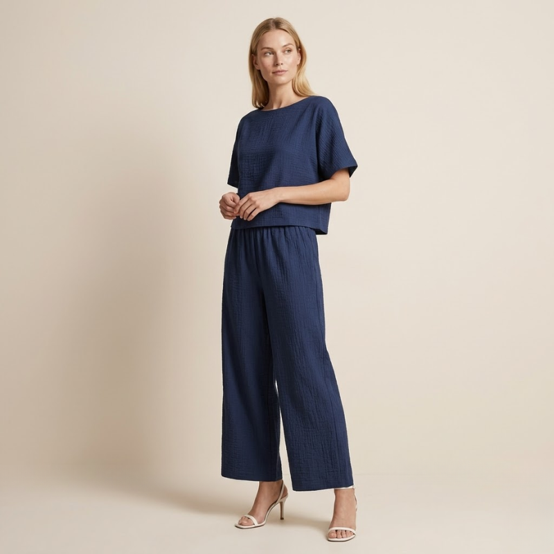 Dames Co-ord Set – Wijde Broek – Luchtig Casual Zomer Ontwerp