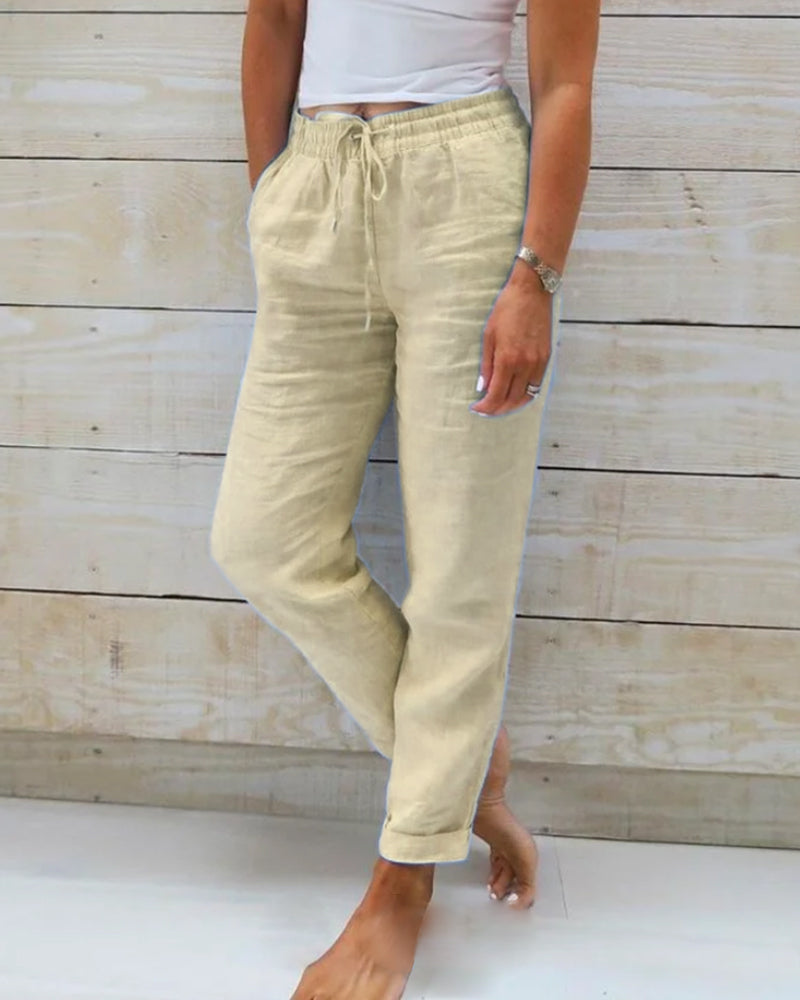 Dames broek hoge taille | Losvallende pasvorm met comfortabele tailleband