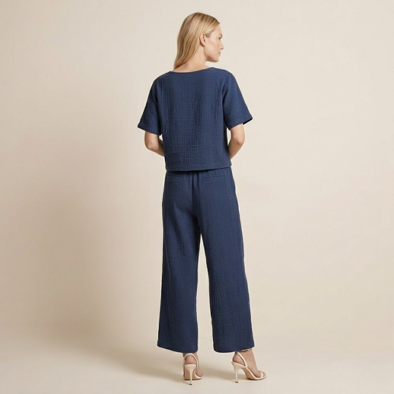 Dames Co-ord Set – Wijde Broek – Luchtig Casual Zomer Ontwerp