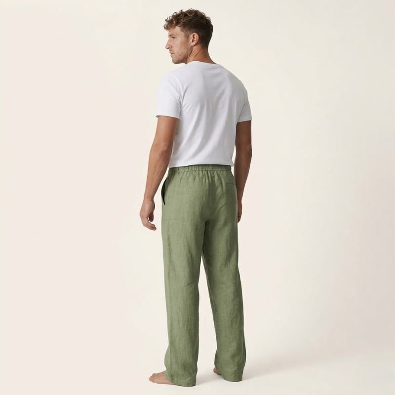 Heren Linnen Broek – Rechte Snit – Luchtig Zomer Casual Ontwerp