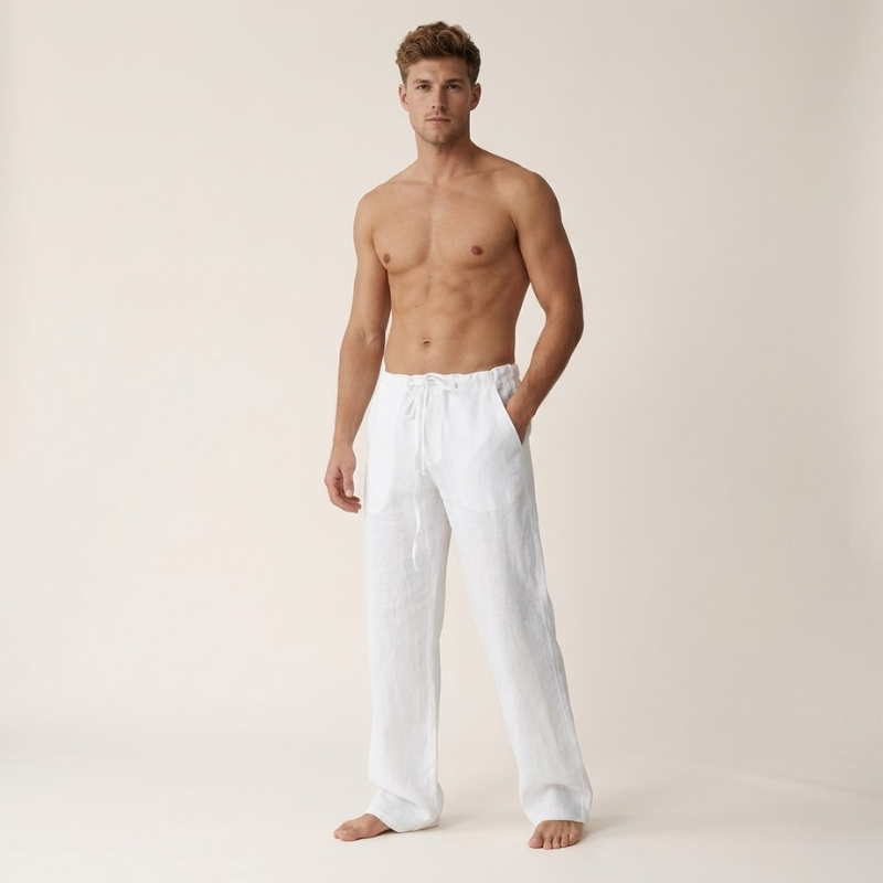 Heren Linnen Broek – Rechte Snit – Luchtig Zomer Casual Ontwerp