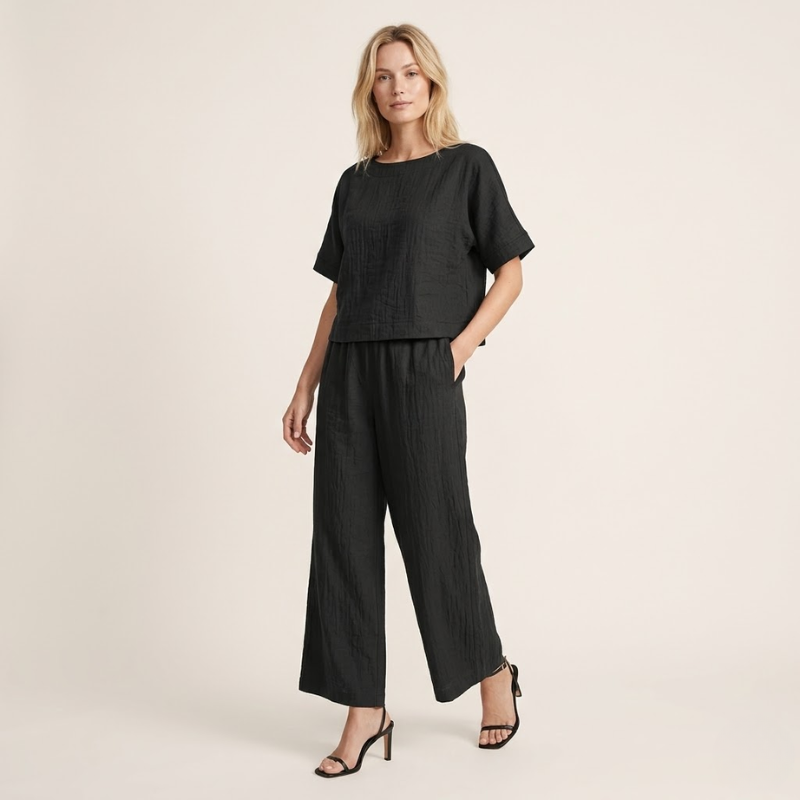Dames Co-ord Set – Wijde Broek – Luchtig Casual Zomer Ontwerp