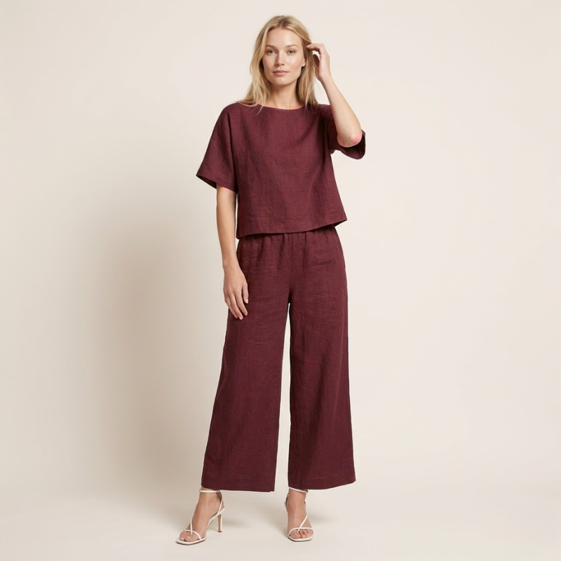 Dames Co-ord Set – Wijde Broek – Luchtig Casual Zomer Ontwerp