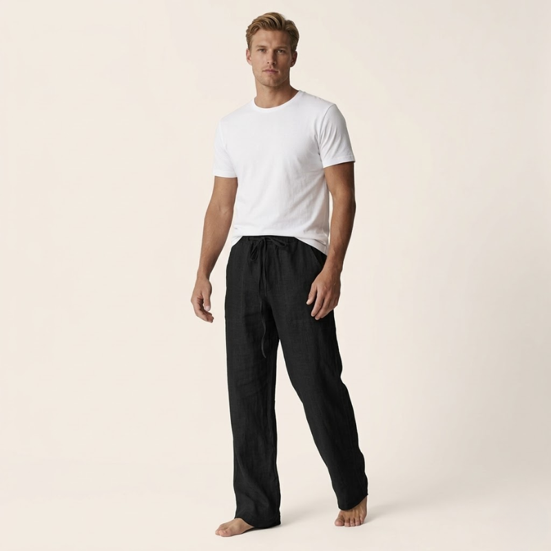 Heren Linnen Broek – Rechte Snit – Luchtig Zomer Casual Ontwerp